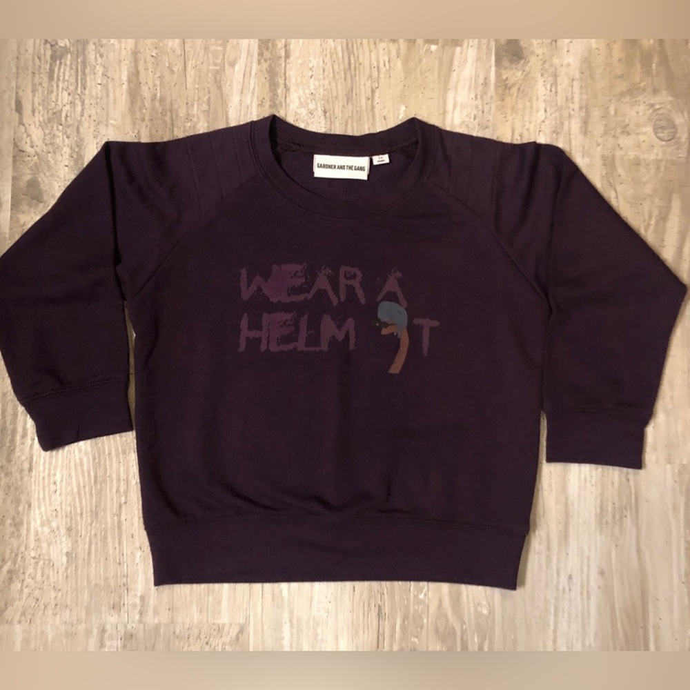 Kids' Purple 'Wear A Helmet' Sweatshirt 3/4